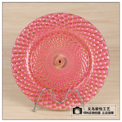 Plated glass plate western food plate table mat