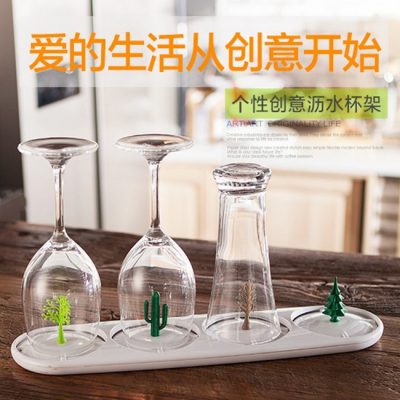 Animal Wine Glass Leak Water Cup Holder Four Seasons Plant Glass Glass Cup Set Tray Leak Water Cup Holder