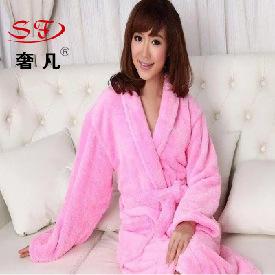 Coral cashmere bathrobes men's ladies bathrobes thickened long-sleeved pajamas home service bathrobes