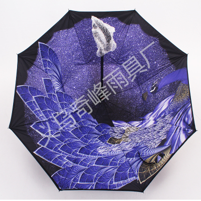 The Umbrella house 8iou-01 high-end reverse sunshade Umbrella (blue peacock)