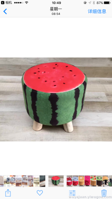 Club wing creative casual version of fruit small four legs round wooden stool