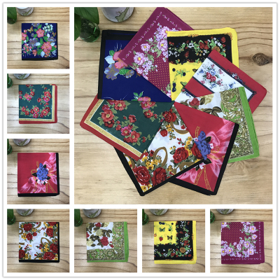  polyester cotton  lady handkerchief more flowers mixed 40CM
