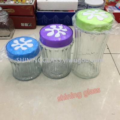 Transparent glass storage glass  jar  sealed bottle storage 