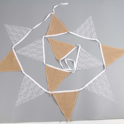 Wedding supplies Europe and the United States wedding decoration flag flute linen triangle flag hanging
