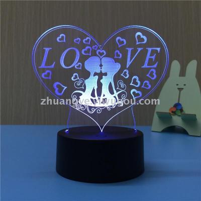3D LED Table Lamps Desk Lamp Light Dining Room Bedroom Night Stand Living Glass Small Modern Next love 63