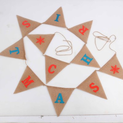 European and American Christmas wedding festive party decorations Christmas linen triangular flag party flag