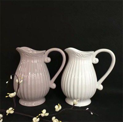 European-style Mediterranean pastoral white ceramic milk pot vase flower ware decoration
