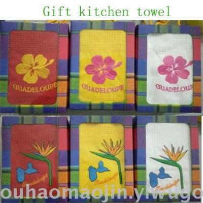Promotional gift box 100% cotton kitchen towel Christmas pattern towel towel