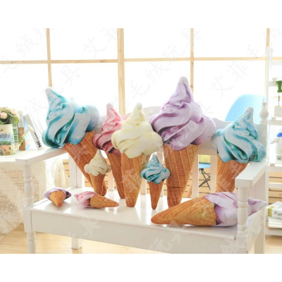Creative summer ice cream pillow plush toys can be printed logo can be added two - dimensional code