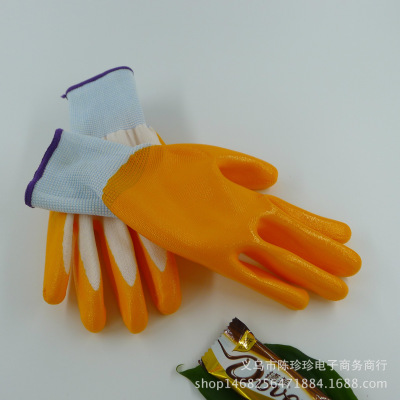 New anti - oil impregnated rubber gloves white gauze blue glue 13 nylon gloves, gloves, gloves, foreign trade spot.