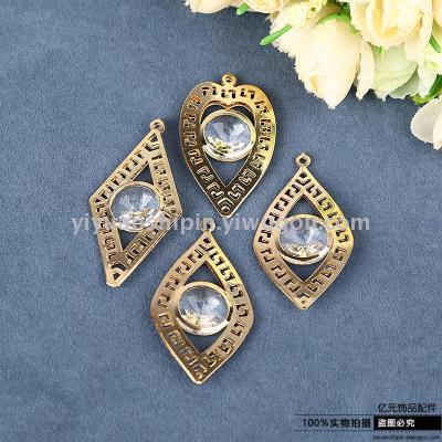 Diy Ornament Material Metal Accessories Diamond Studded Hollow Pendant Pendant