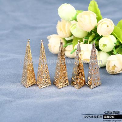 Diy Jewelry Accessories Materials Triangle Cone Metal Hollow Diamond Pendant