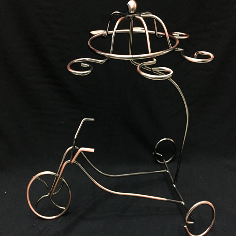 三轮车造型酒架 铁艺红酒架 创意金色红酒架 