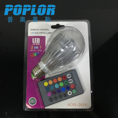 10W / Blister packaging /RGBW colorful LED bulb  / intelligent lamp /  remote control bulb / aluminum