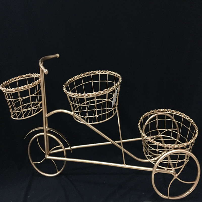 田园落地吊兰绿萝花盆架子 金色铁艺3层花架客厅卧室阳台