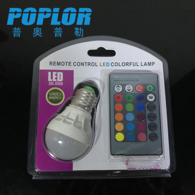 3W / Blister packaging /RGBW colorful LED bulb  / intelligent lamp /  remote control bulb / PC 