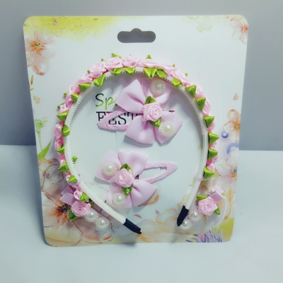 Children headdress cute princess hair accessories set beautiful flowers hair band hair clip BB folder fine gift set