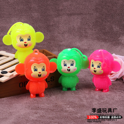 Glow monkey hair ball to vent decompression Q version of goku soft rubber children's toys.