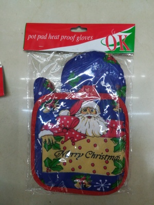 Microwave gloves, padded, Christmas colors