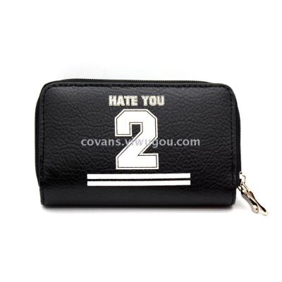 New personality simple short wallet ladies fashion printing tide brand men and women double zipper with card bit