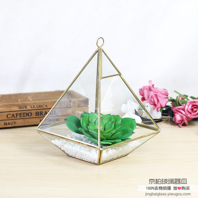 Nordic style geometric glass greenhouse eternal flower micro-landscape pieces of glass ware