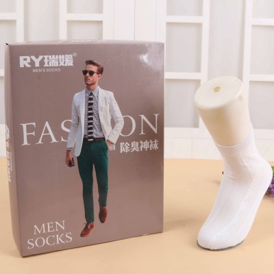 Men's stockings spring and autumn cotton socks net surface non-slip solid color students Korean version