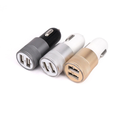 Double USB small steel cannon Aluminum Alloy dual port charging car charger general.