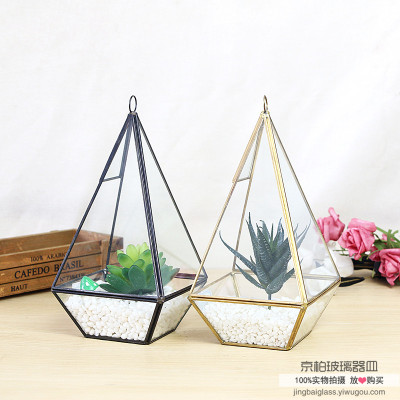 Geometric glass cover flower House cafe Decoration Micro landscape succulent Plants Creative Jewelry Craft