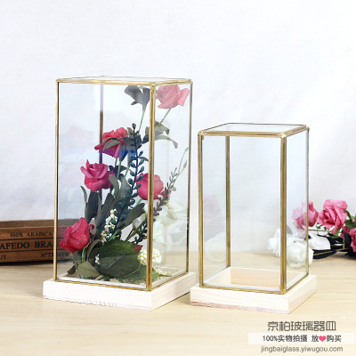 Creative DIY eternal flower dry flower birthday gift box micro landscape glass cover empty vase