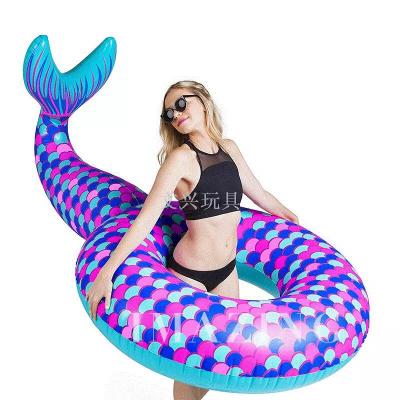New thick mermaid swim ring inflatable life buoy ride floating row