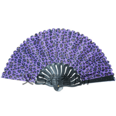 Factory direct gift fan fan fan black pole keel leopard folding plastic fan travel souvenirs gifts