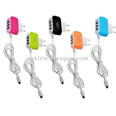 3USB candy line with light-emitting charger 5V standard 3.1A smart and smart phone line charge