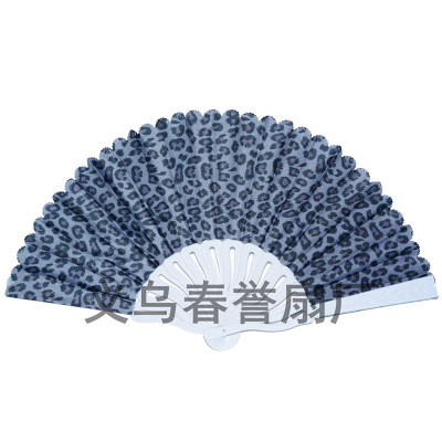 Manufacturers direct gifts fan craft fan white pole keel leopard print folding plastic fan tourism souvenirs and gifts