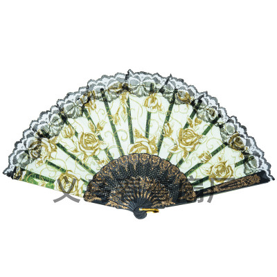 Black dry gauze net rose folding fan decorative items fan tourism souvenir gift