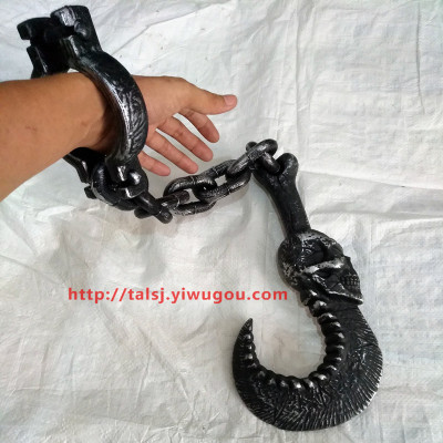 Folded Hand Hooked Skull Hook Chained Chain Hooked Halloween Chain Hook