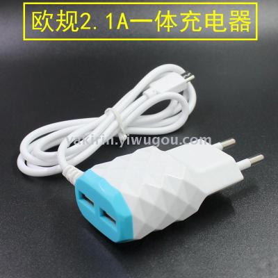 Dual USB cable phone charger 5V2A European regulation USB charger