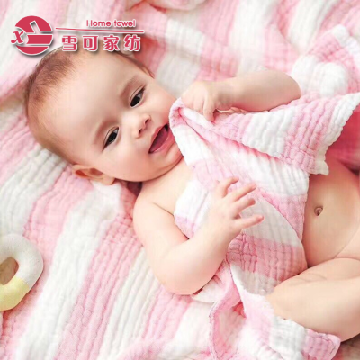 Gauze bath towel baby towel child was cotton towel 6 layer gauze blanket spring and summer striped air conditioning was