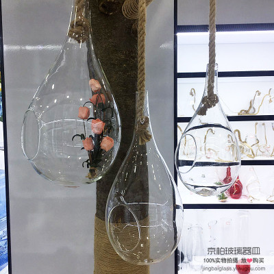 Clear glass hanging vase fashion hydroponic bottle bottle home decor wall hanging