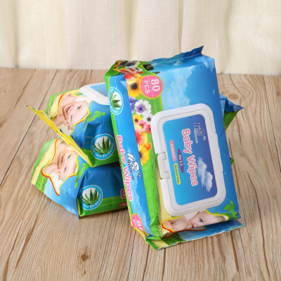 Cover with cover and cotton without irrigating the baby wipes with 80 pieces.
