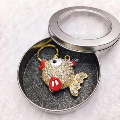 Factory direct Christmas Eve goldfish drop oil exquisite key chain