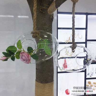 Creative glass water culture hydroponic container glass hanging vase clear glass bottle