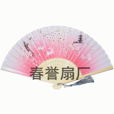 Factory direct selling erqingyixiao fan creative craft fan craft gifts silk fan lady handmade fine