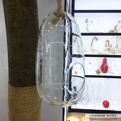 Hang hollow glass bottle vase plant hanging glass crafts creative home decorations