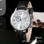 White shell digital face simple fashion watch fake three eye dial design unique style belt couple table