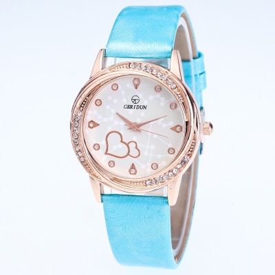 Rose gold love watch ladies waterproof strap drill Table