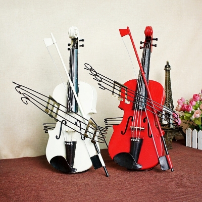 European Vintage Iron Violin Model Home Decoration Crafts Decoration