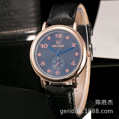 Rose gold digital face simple fashion fantasy blue glass belt watch men quartz watch Couples Table