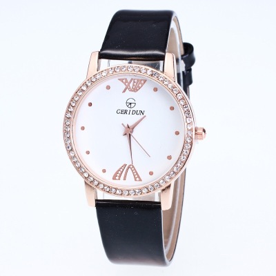 Rose gold Belt Watch waterproof strap 10 color drill Table Ladies Student Watch
