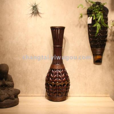 Chinese Retro Southeast Asian Style Handmade Bamboo Woven Vase Flower Flower Container A- 350