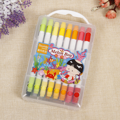 New 24 Color Thick and Thin Double Pen Head Color Pencil Children Crayon Factory Wholesale